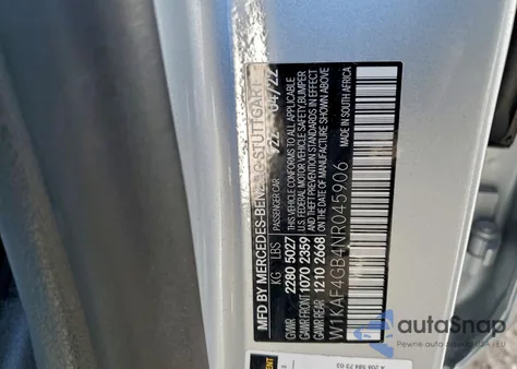 2022 Mercedes-Benz C 300 from USA, damaged, VIN W1KAF4GB4NR045906